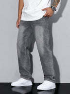 Herren locker sitzende Jeans mit gewaschenem Denim-Look und bequemem Design