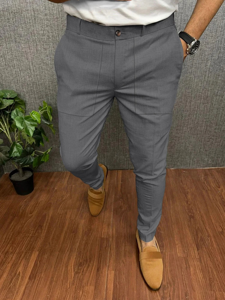 Men's Slim Fit Trousers with Tailored Design for Smart Casual Wear