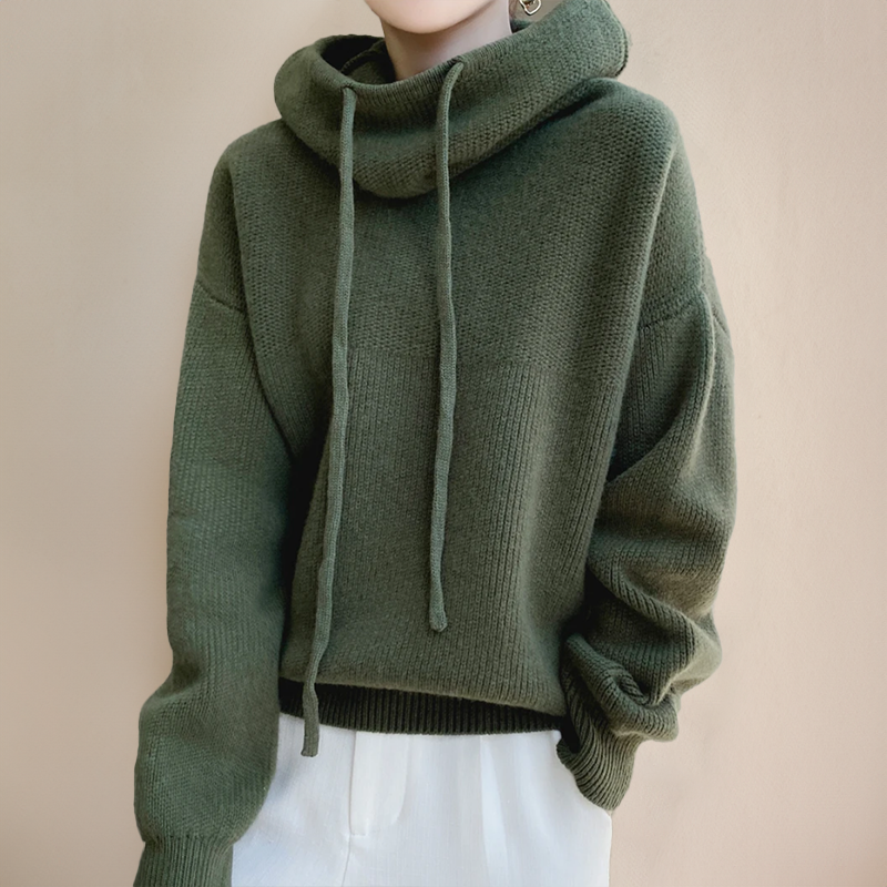 Maglione da donna in maglia con collo alto e avvolgente, caldo e confortevole