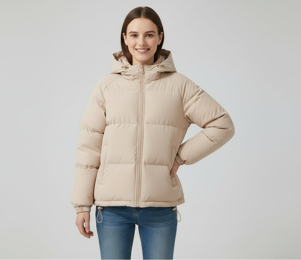 Veste d’hiver matelassée à capuche pour femme