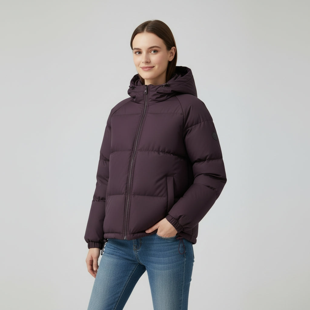 Veste d’hiver matelassée à capuche pour femme