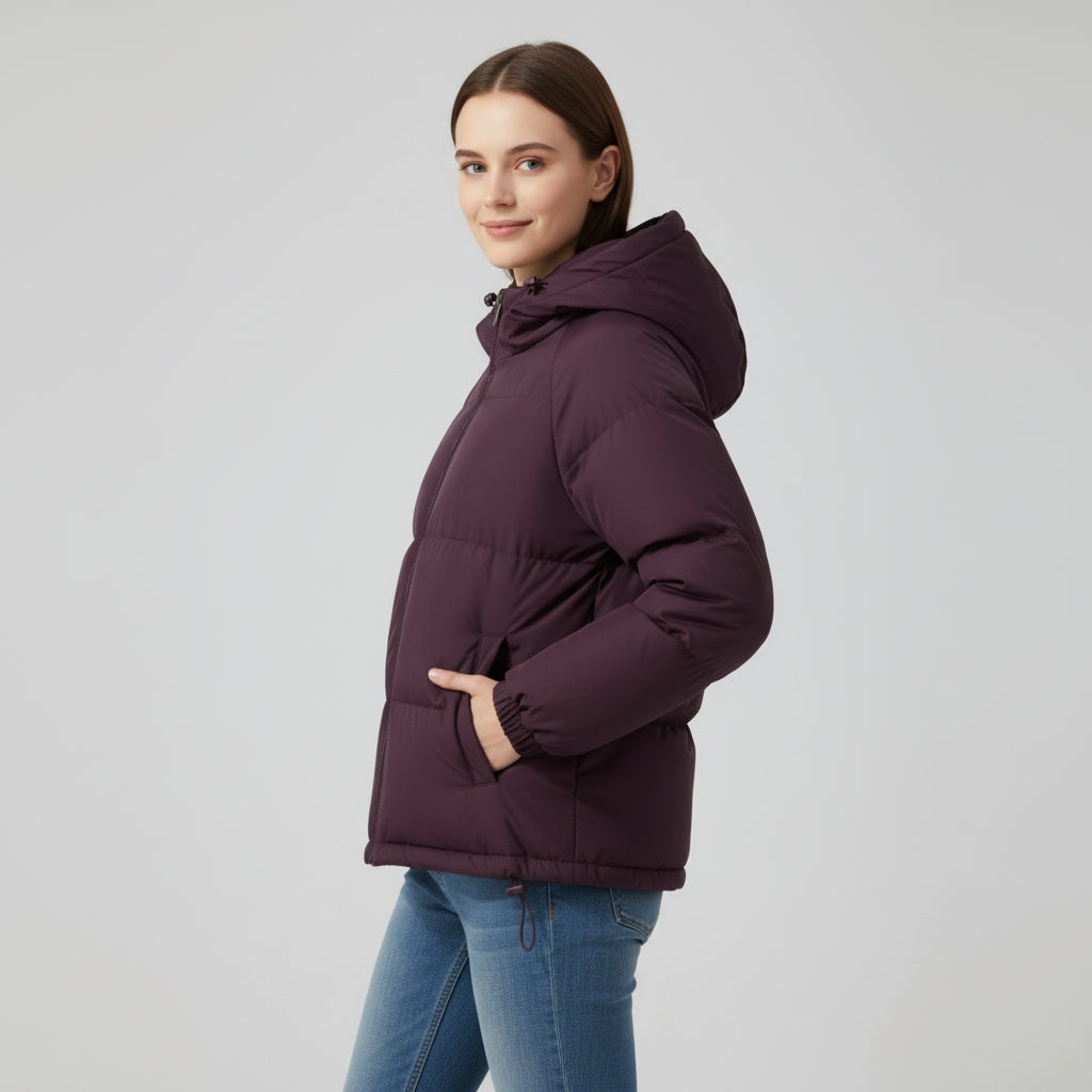Veste d’hiver matelassée à capuche pour femme