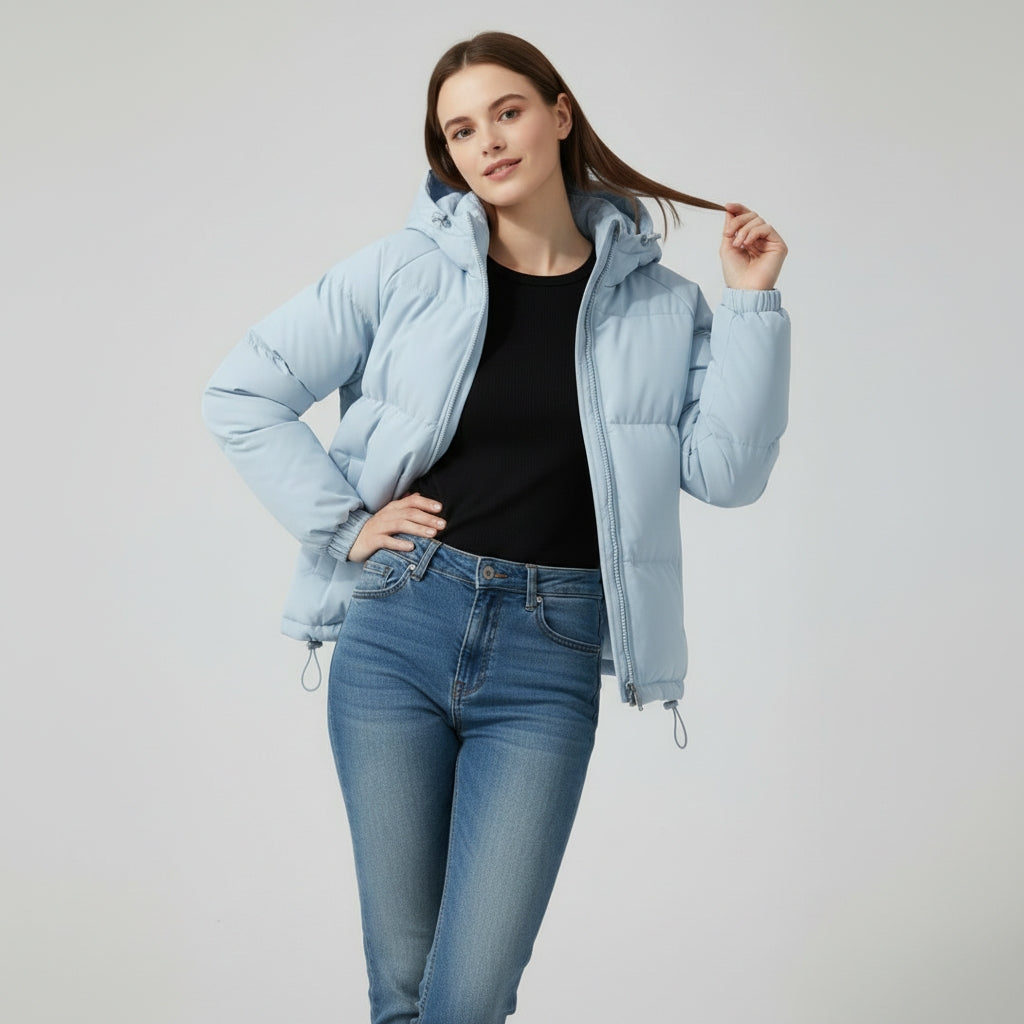 Veste d’hiver matelassée à capuche pour femme