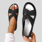 Bequeme Damensandalen mit gedrehten Riemen