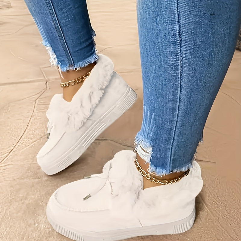 Mocassins pour femmes à bordure en fausse fourrure
