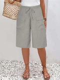 Cargo-shorts til kvinder med snøre og brede ben