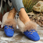 Mules chaussons pour femme bordés de fausse fourrure