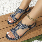 Damen-Slingback-Sandalen mit Strassverzierung, offenem Zehenbereich, elastischem Fersenriemen und gepolsterter Komfortsohle