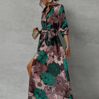 Women's Elegant Belted Maxi Dress for Refined Evening and Occasion Wear