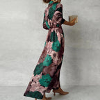Women's Elegant Belted Maxi Dress for Refined Evening and Occasion Wear