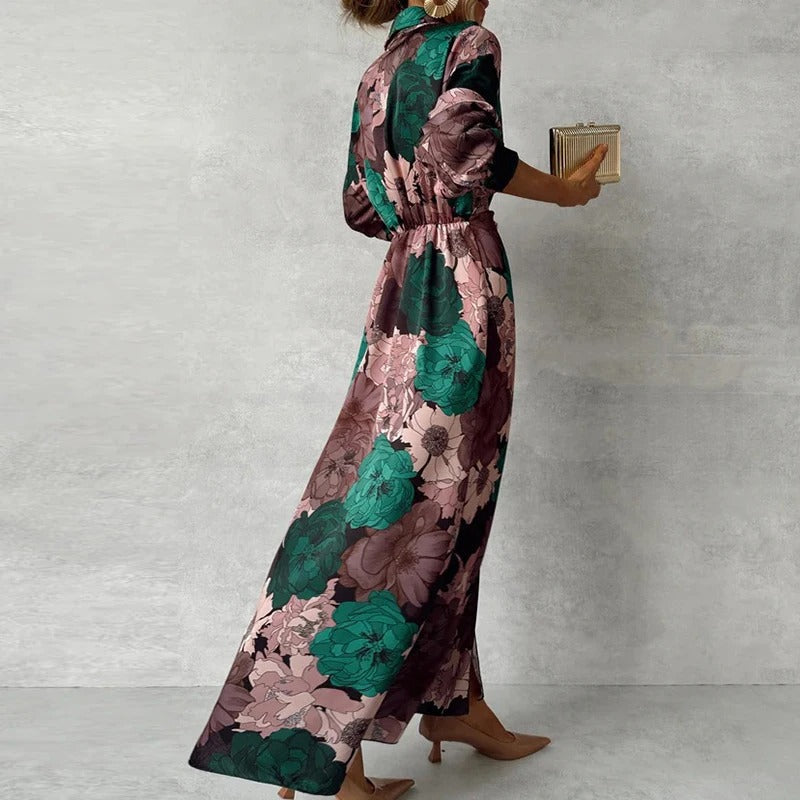 Women's Elegant Belted Maxi Dress for Refined Evening and Occasion Wear