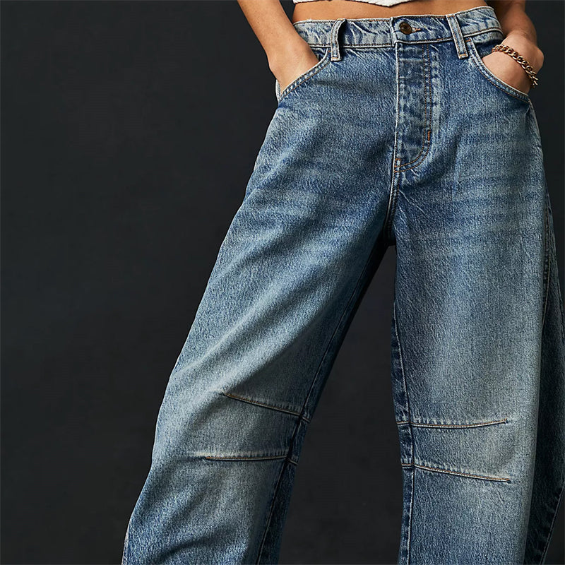 Utilityjeans til kvinder med barrel-leg-pasform