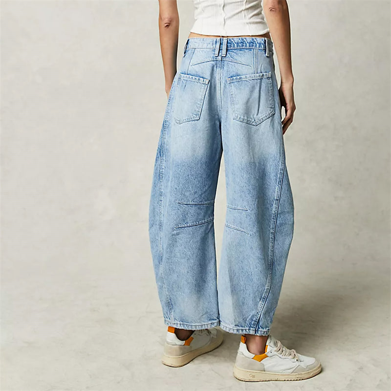 Utilityjeans til kvinder med barrel-leg-pasform