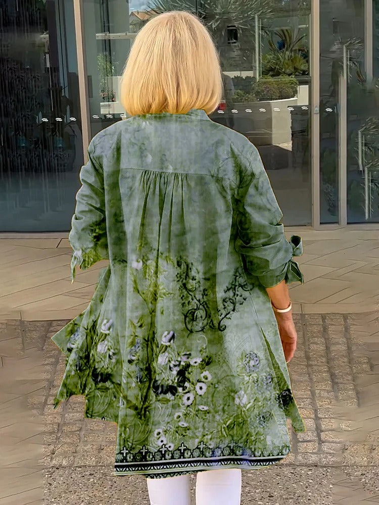 Cárdigan floral largo para mujer