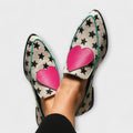 Mocassins pointus pour femme avec étoiles et cœur