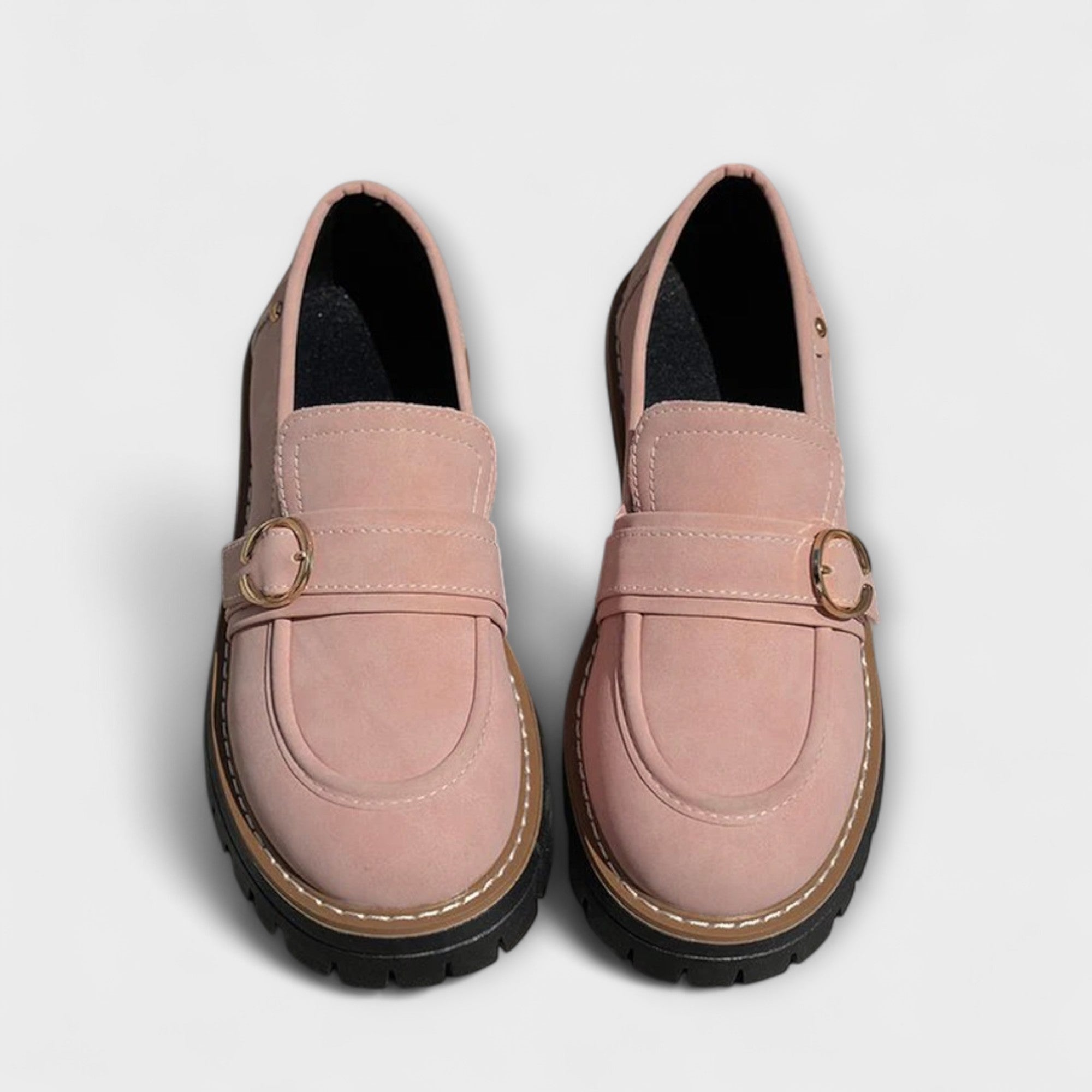 Dames loafers med kraftig sål og spænde