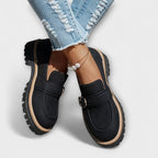 Dames loafers med kraftig sål og spænde