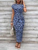Women's Printed Twist Front Bodycon Midi Dress