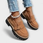 Dames loafers med kraftig sål og spænde