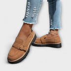 Dames loafers med kraftig sål og spænde
