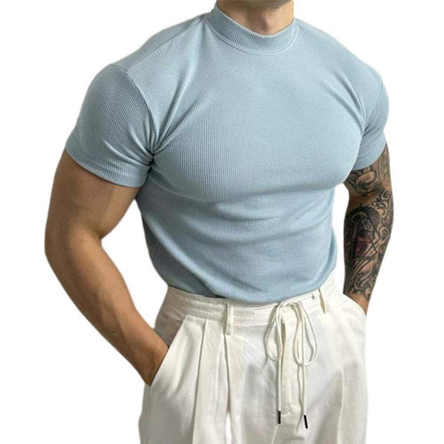 T-shirt slim pour homme avec texture côtelée Respirant Extensible Style actif