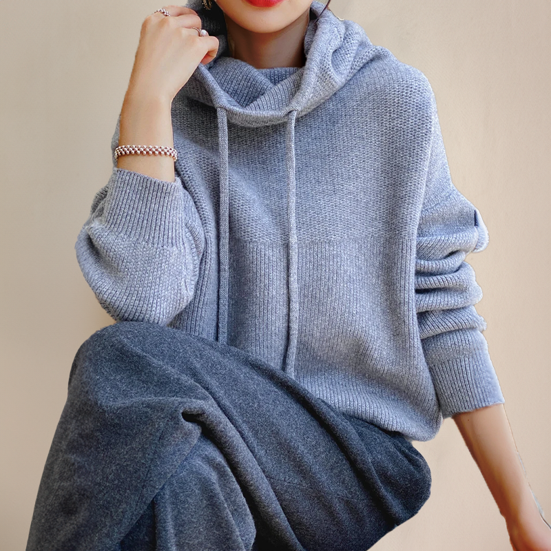 Maglione da donna in maglia con collo alto e avvolgente, caldo e confortevole