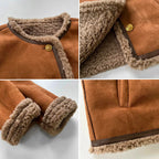 Chaqueta informal de ante sintético para mujer con botones delanteros