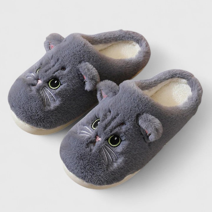 Bløde tøfler med katte til kvinder