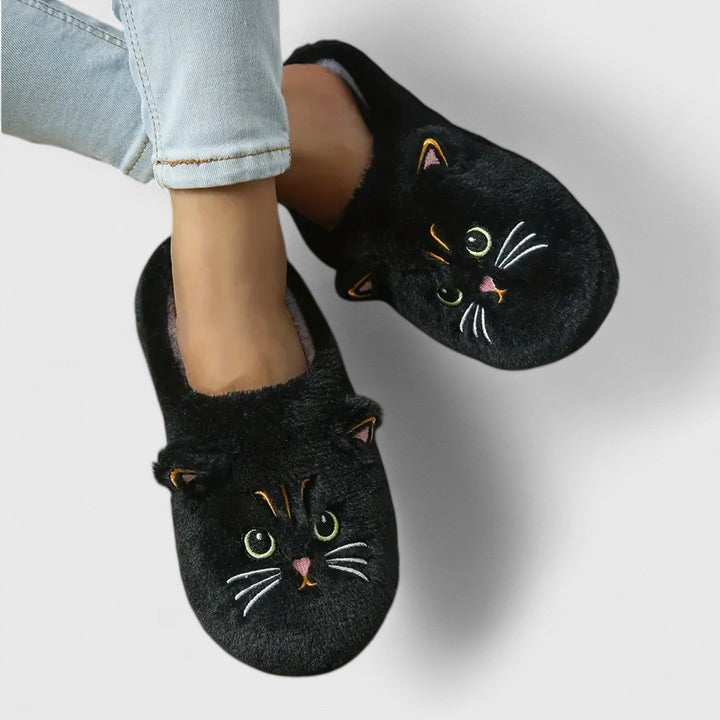 Bløde tøfler med katte til kvinder