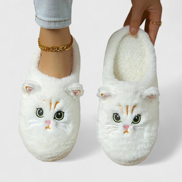Bløde tøfler med katte til kvinder