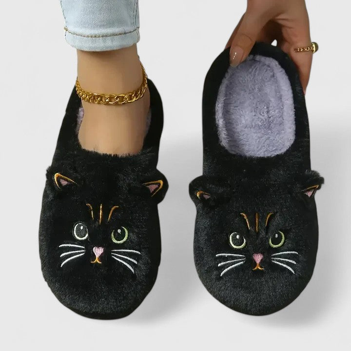 Bløde tøfler med katte til kvinder
