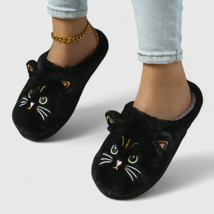 Bløde tøfler med katte til kvinder