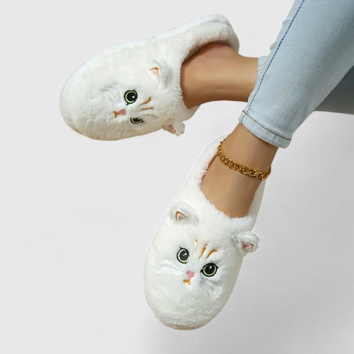 Bløde tøfler med katte til kvinder