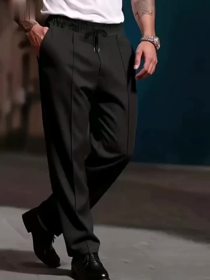Pantalones de pierna ancha con cordón para hombre