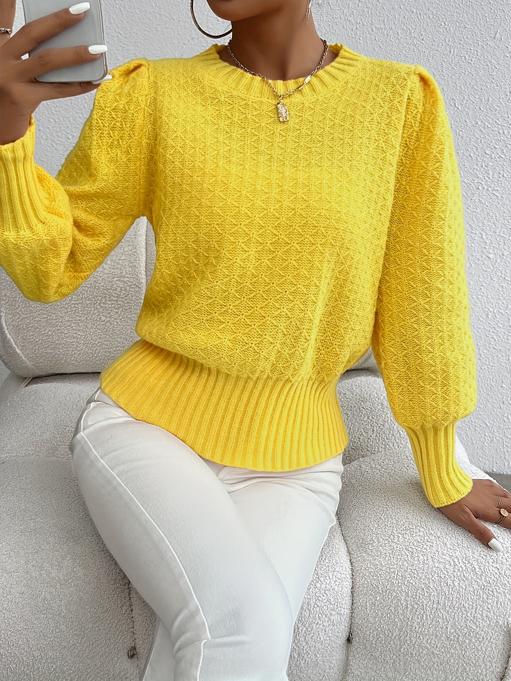 Women’s Textured Knit Peplum Sweater
