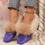 Mules chaussons pour femme bordés de fausse fourrure
