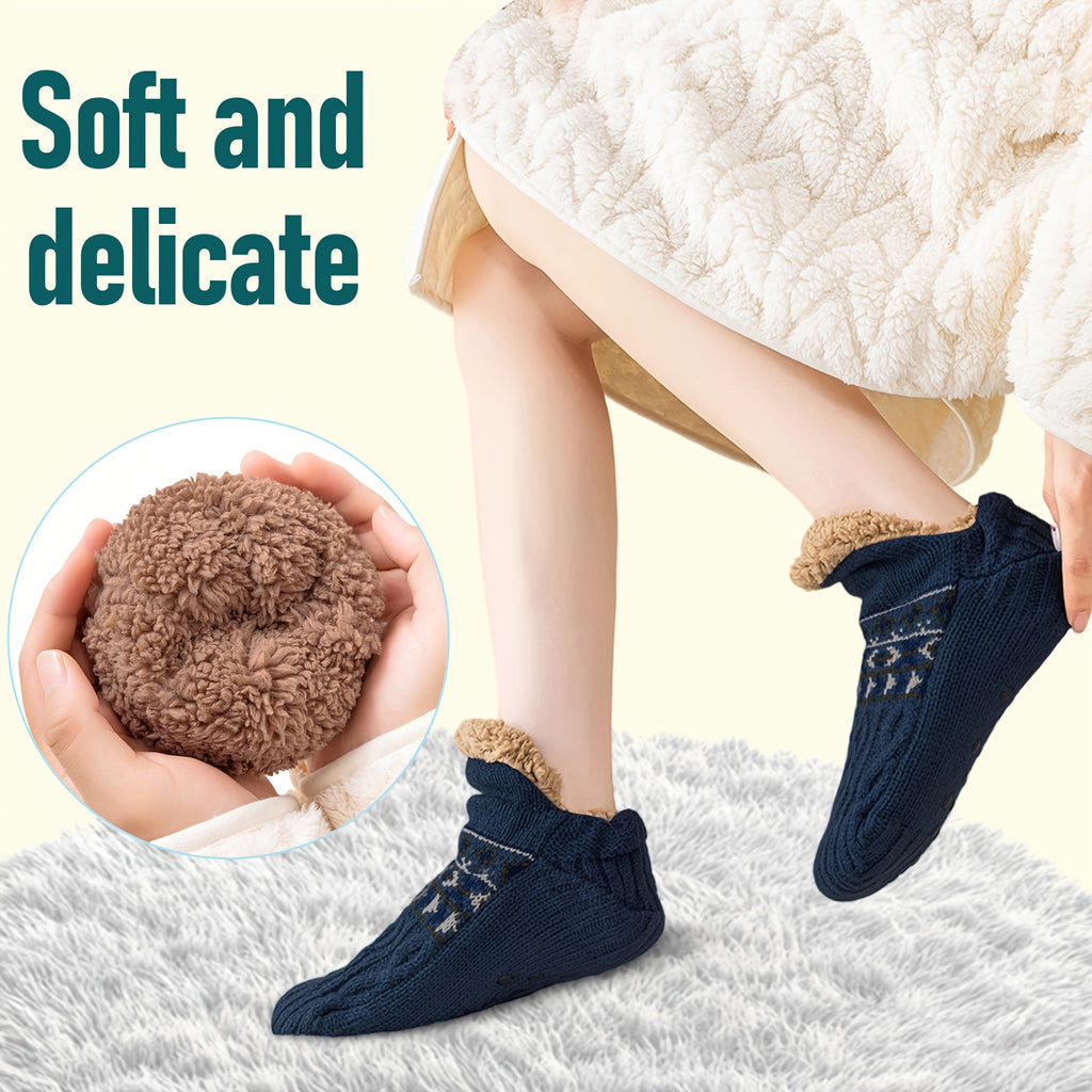 Men’s Fair Isle Knit Winter Slipper Socks