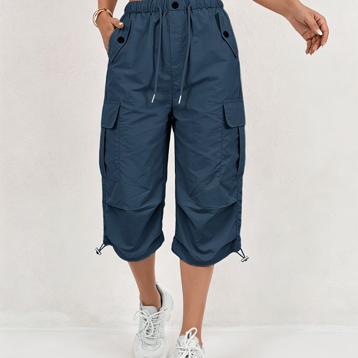 Damen Cargo-Caprihose mit Kordelzug