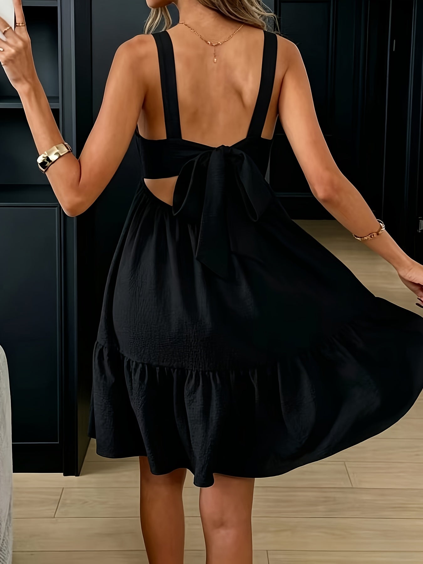 Women's Square Neck Tiered Mini Dress