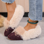 Mules chaussons pour femme bordés de fausse fourrure