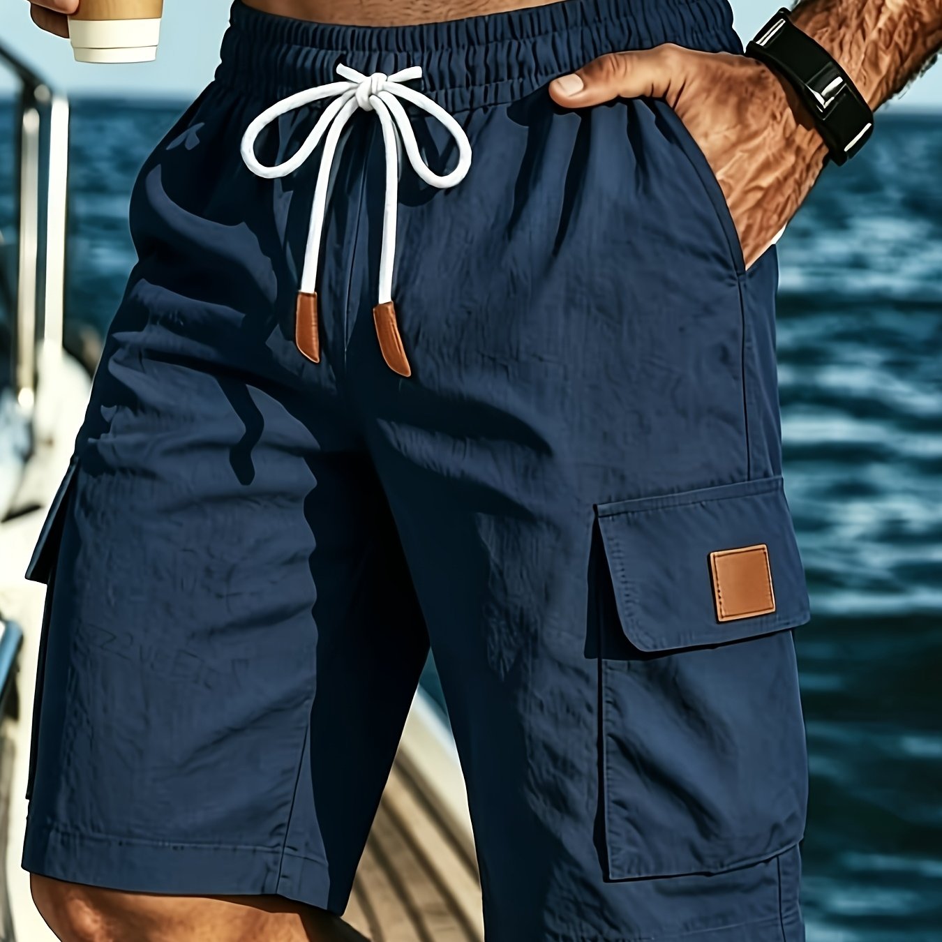 Herren-Cargoshorts mit Kordelzug