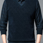 Men’s Layered Look V-Neck Knit Sweater