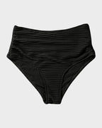 Damen-Rippen-Bikini-Set mit gedrehtem Oberteil und hochgeschnittenem Slip