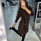 Vestido midi de mujer con panel plisado