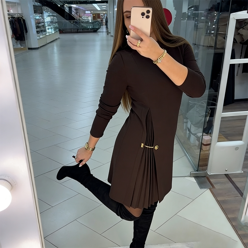 Vestido midi de mujer con panel plisado