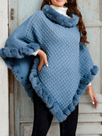 Women’s Faux-Fur Trim Knitted Poncho