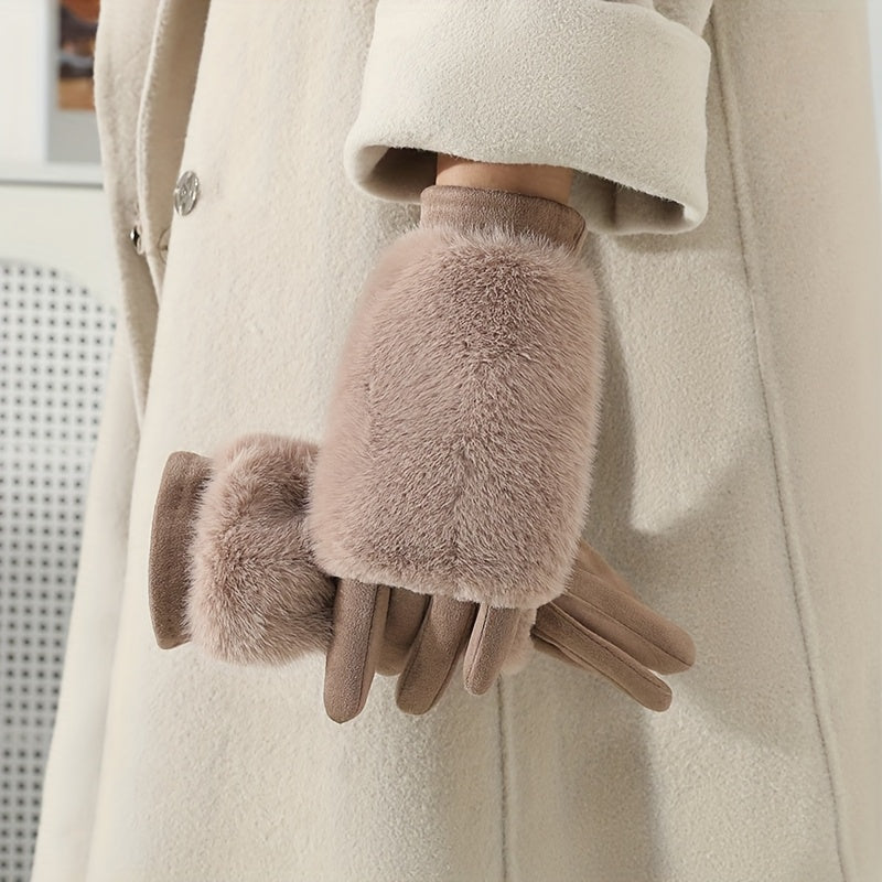 Women’s Faux Fur Cuff Winter Gloves