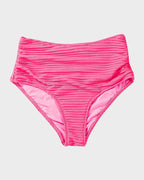 Damen-Rippen-Bikini-Set mit gedrehtem Oberteil und hochgeschnittenem Slip