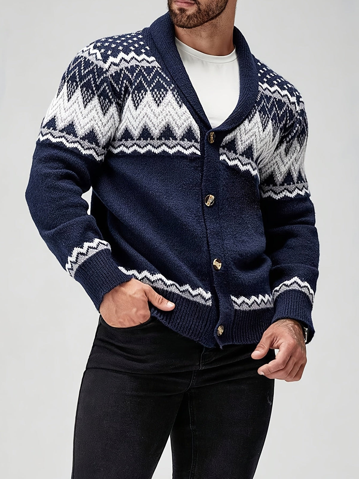 Nordisk cardigan med mønster til mænd