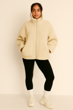 Teddy-Fleecejacke für Damen mit Stehkragen